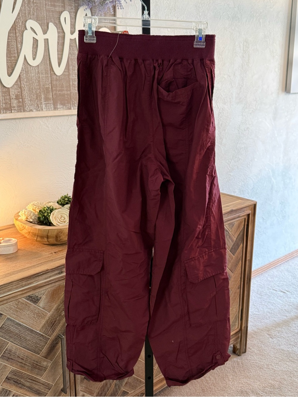 Free People Cargo Pants in Burgundy - Comfortable Everyday Wear - Picture 5 of 5